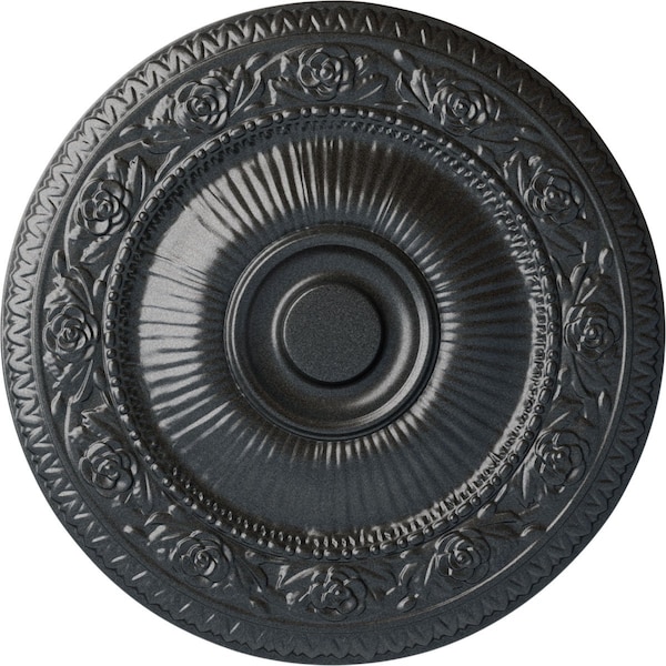 Ekena Millwork Neuveau Ceiling Medallion (Fits Canopies up to 6 3/8"), Hand-Painted Pewter, 24 1/4"OD x 2"P CM24NAPES - main